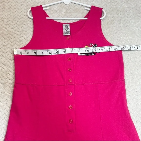 Warner Bros 1994 Looney Tunes Embroidered Pink Romper Girls Large 90s Kidcore - Picture 9 of 12